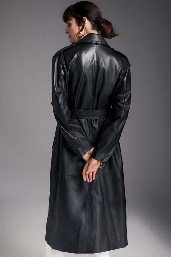 Principles Leather Double Breasted Belted Trench Coat 4
