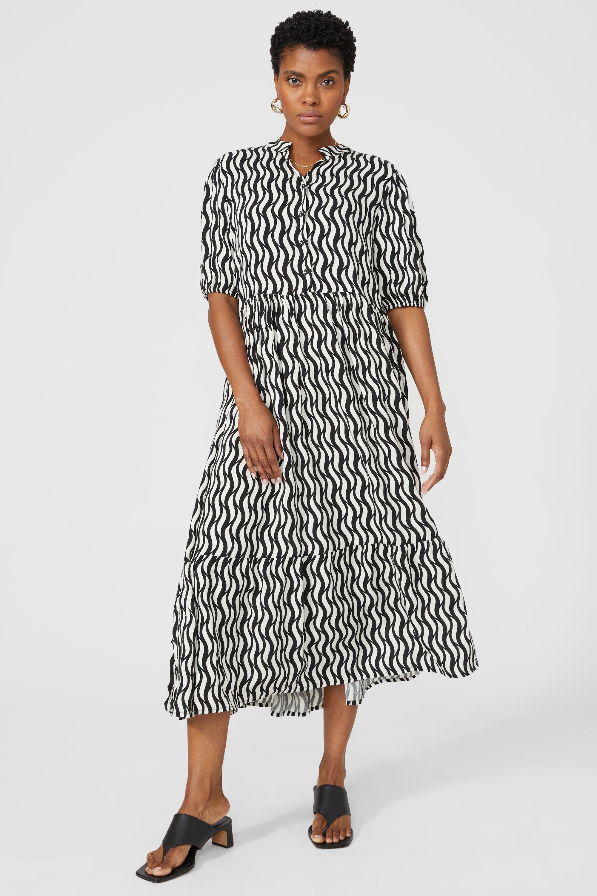 Pleated Printed Midi Dress