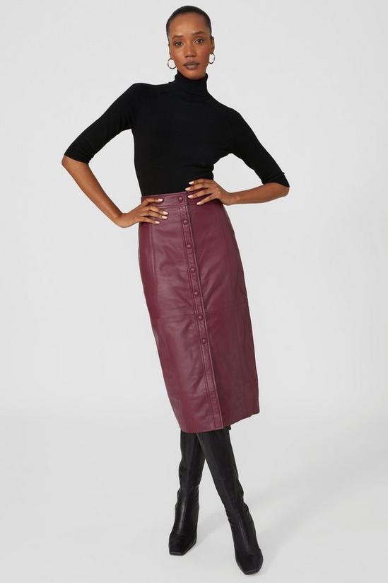 Principles Popper Front Leather Midi Skirt 1