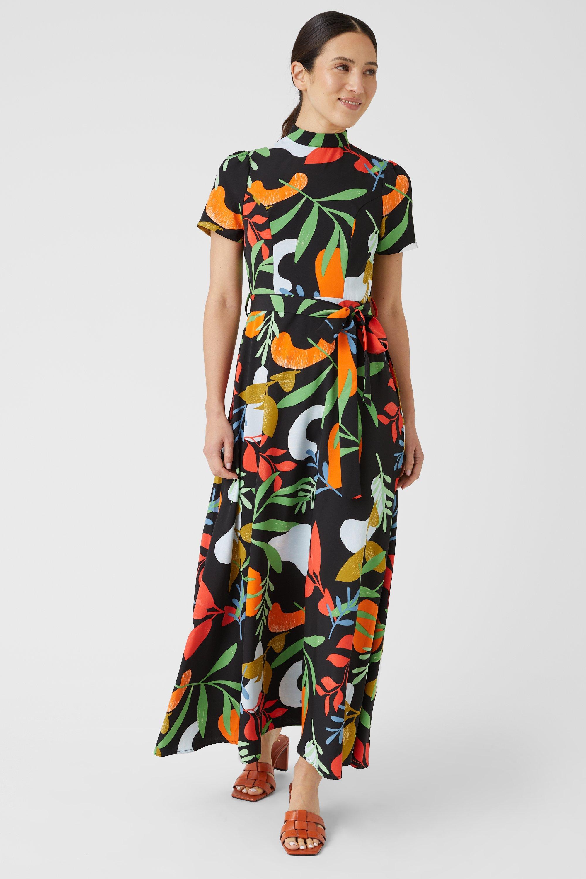 Short Sleeve Printed Midi Dress