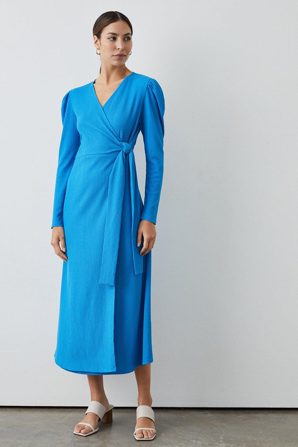 Blue Jersey Wrap Dress
