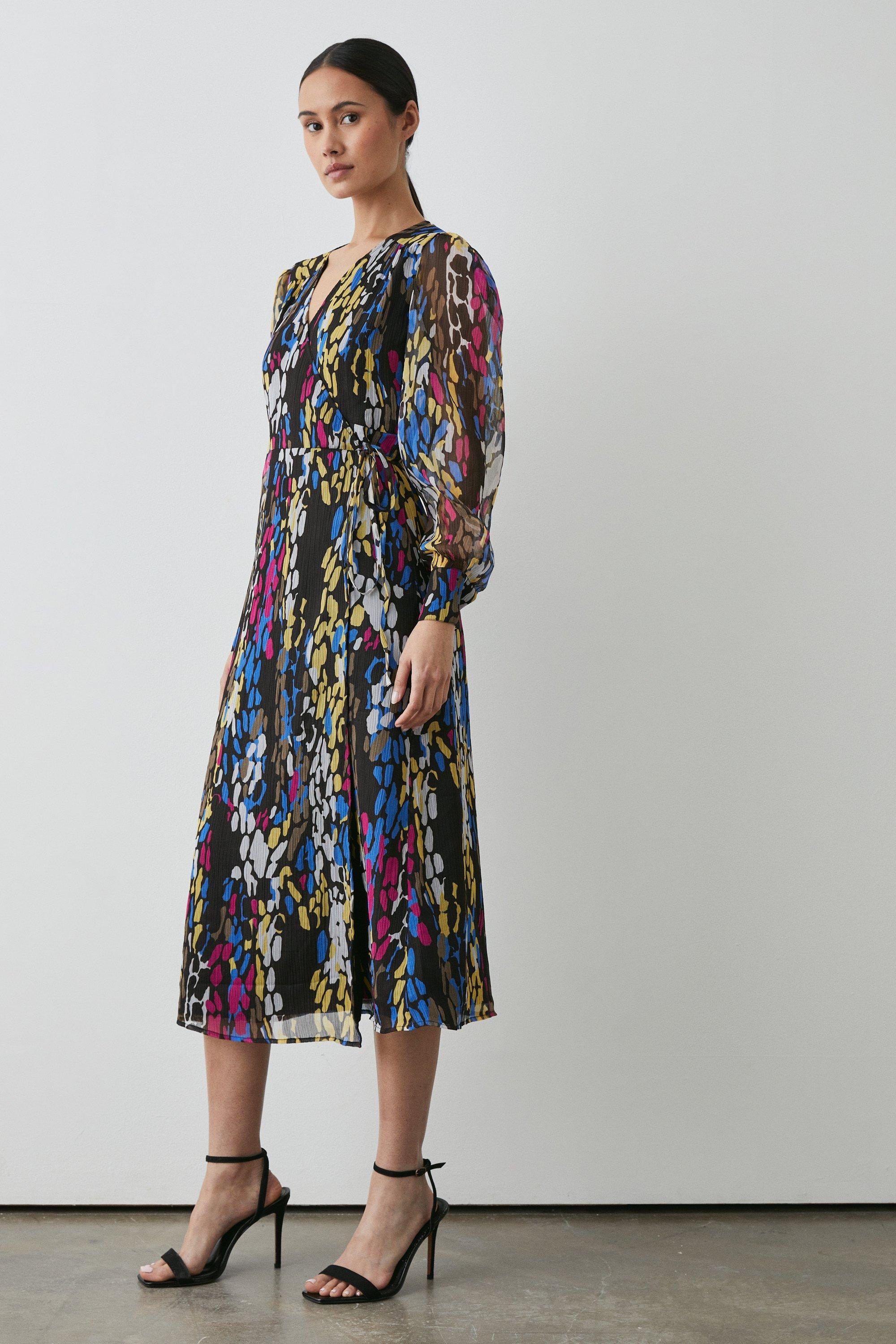 Multi Abstract Wrap Dress