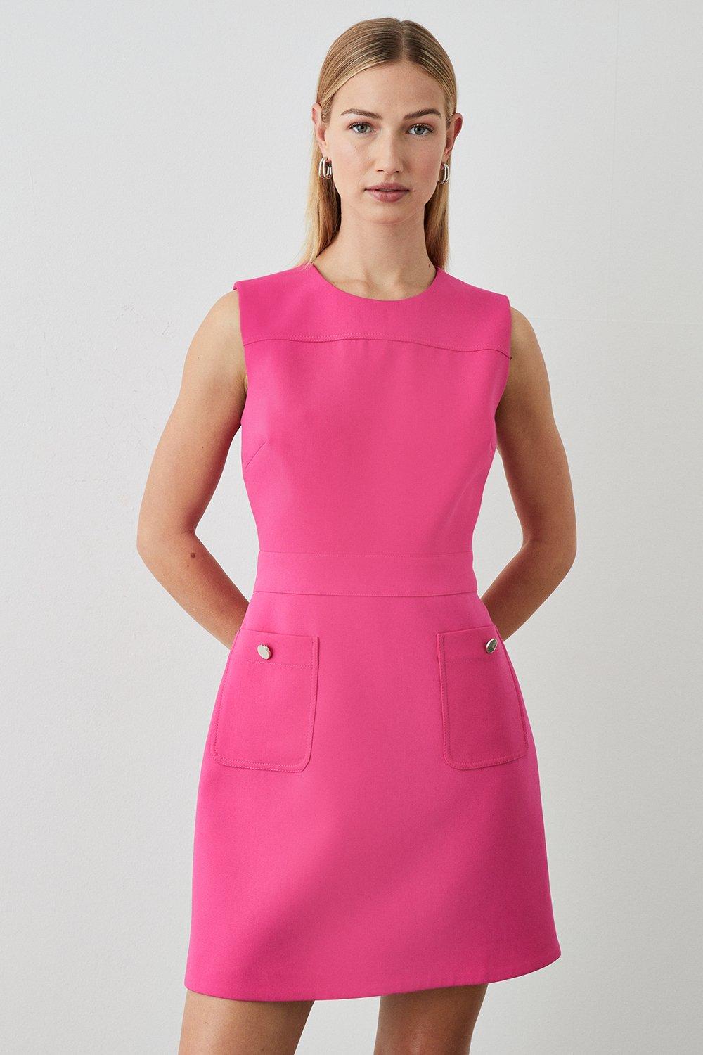 Pink Premium Pocket Detail Shift Dress