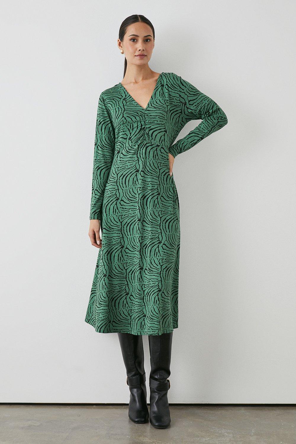 Green Abstract Midi Dress