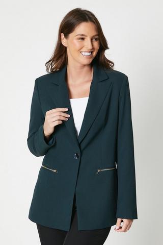 Jessica London Women's Plus Size Casual Long Sleeve Linen Blazer