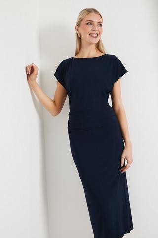 Product Jersey Ruched Side Midi Dress navy