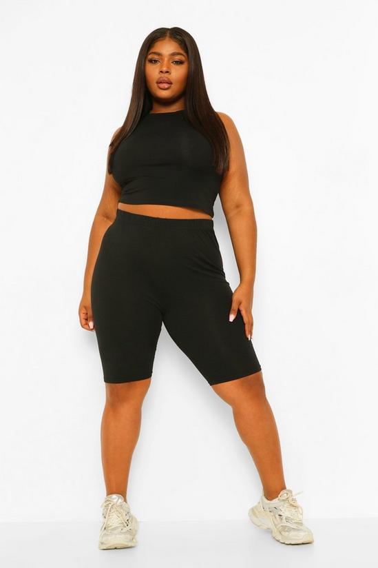 boohoo Plus High Neck Racer Crop And Cycling Short Set 3