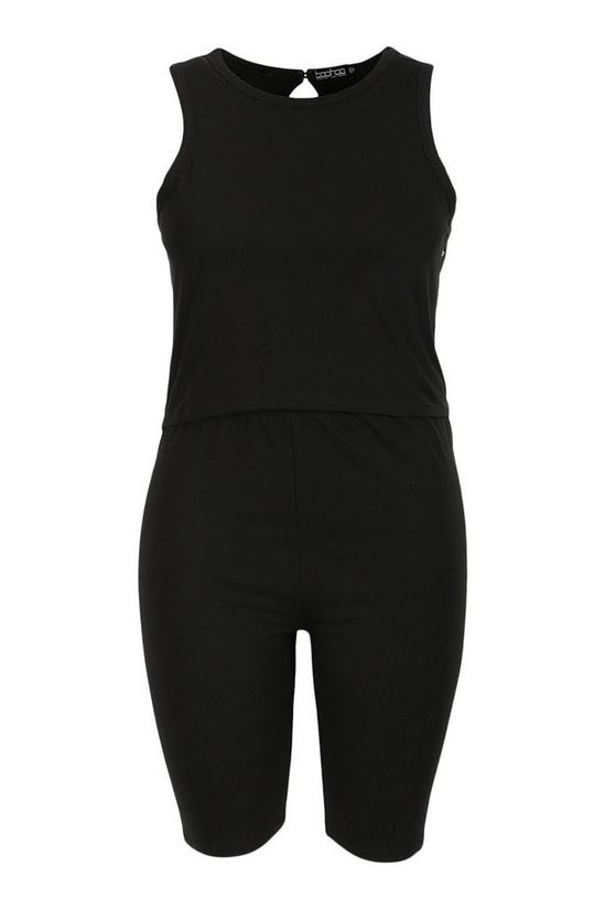 boohoo Plus High Neck Racer Crop And Cycling Short Set 5