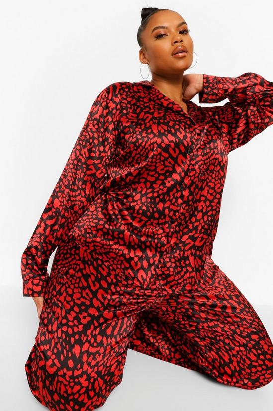 boohoo Plus Leopard Satin Pyjamas 1