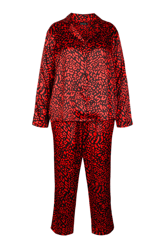 boohoo Plus Leopard Satin Pyjamas 5