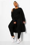 boohoo Plus Ribbed Joggers And Cardigan 3 Piece Co-ord thumbnail 1