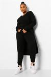 boohoo Plus Ribbed Joggers And Cardigan 3 Piece Co-ord thumbnail 4