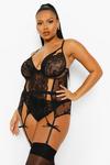boohoo Plus Cut Out Basque and String Set thumbnail 1