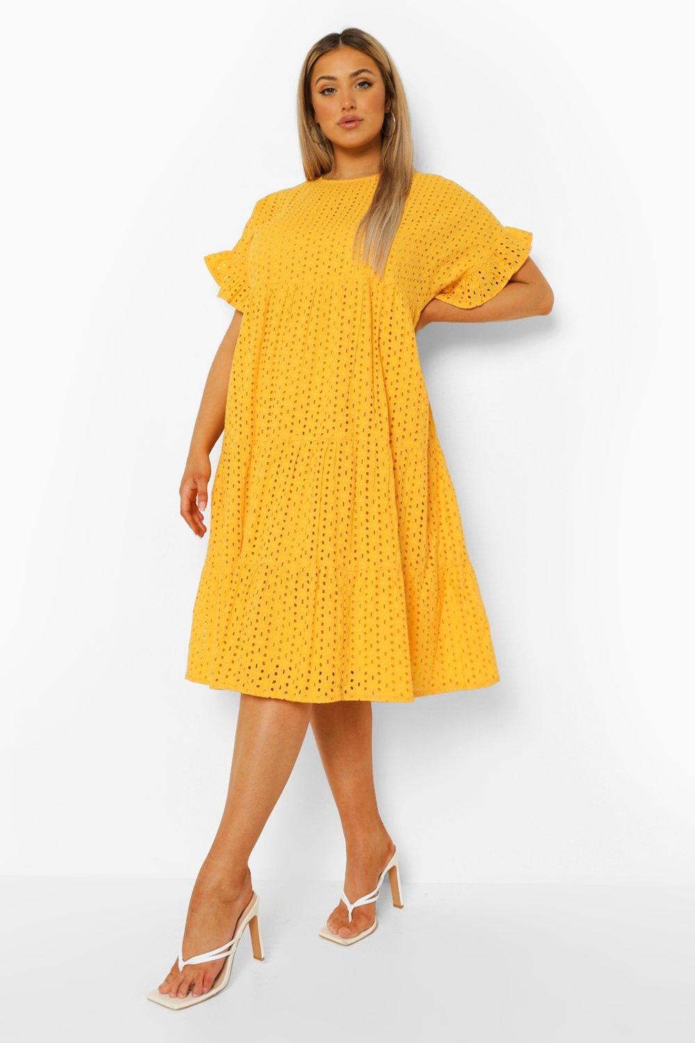Plus Broderie Anglaise Tiered Midi Dress