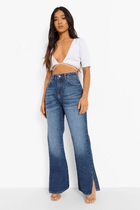 boohoo Petite Side Split Flared Jeans 1