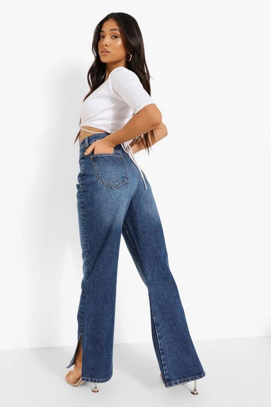 boohoo Petite Side Split Flared Jeans 2