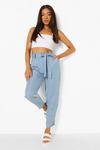 boohoo Petite Belted Paperbag Chambray Trouser thumbnail 3
