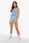 boohoo Petite Fitted Button Front Denim Shorts thumbnail 3