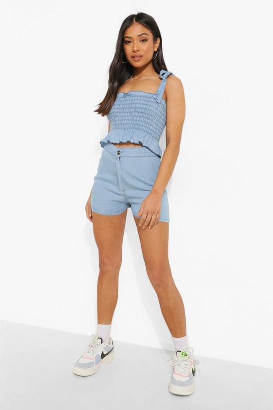 boohoo Petite Fitted Button Front Denim Shorts 3