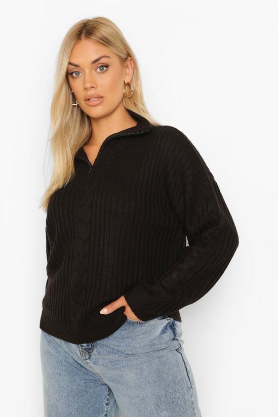 boohoo Plus Zip Up Knitted Jumper 1