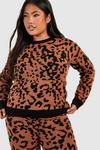 boohoo Plus Knitted Leopard Loungewear Set thumbnail 4