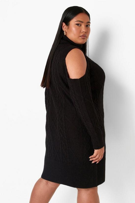 boohoo Plus Cable Knit Open Shoulder Dress 2