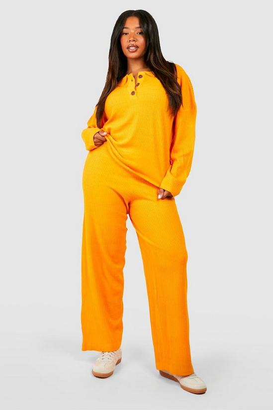 boohoo Plus Knitted Button Top & Trouser Set 1