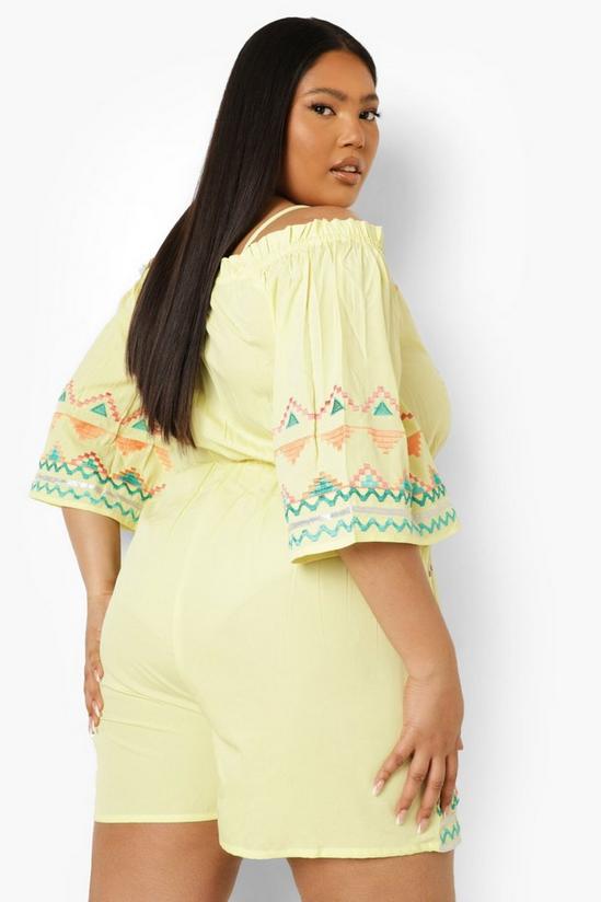 boohoo Plus Embroidered Cold Shoulder Playsuit 2