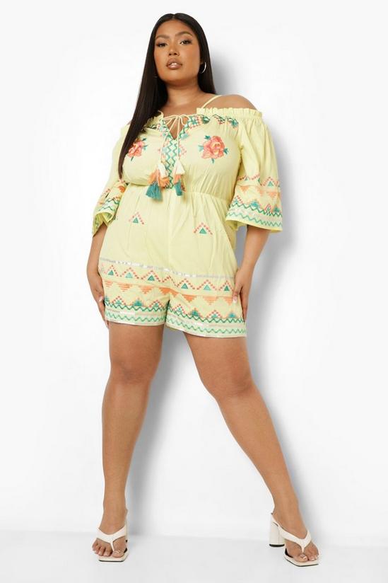 boohoo Plus Embroidered Cold Shoulder Playsuit 3