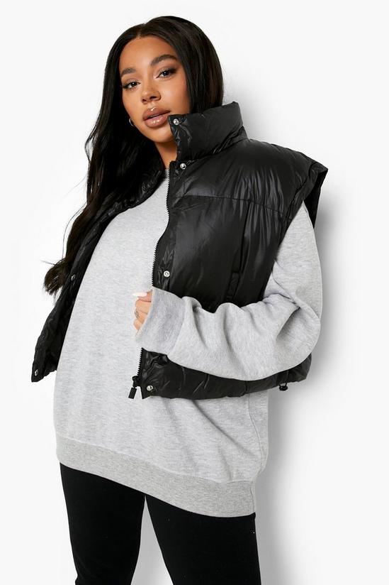 boohoo Plus Detachable Sleeve Cropped Puffer Jacket 4