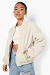 boohoo Petite Reversible Faux Fur Quilted Bomber Jacket thumbnail 1