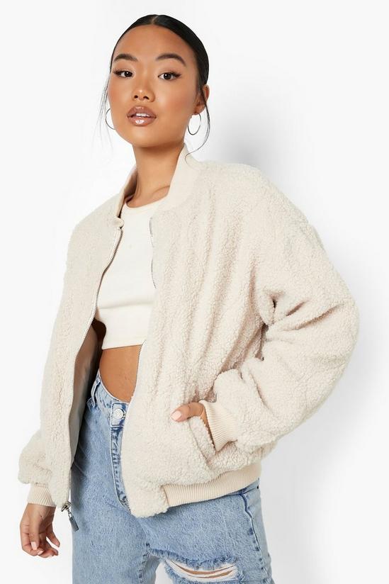 boohoo Petite Reversible Faux Fur Quilted Bomber Jacket 1