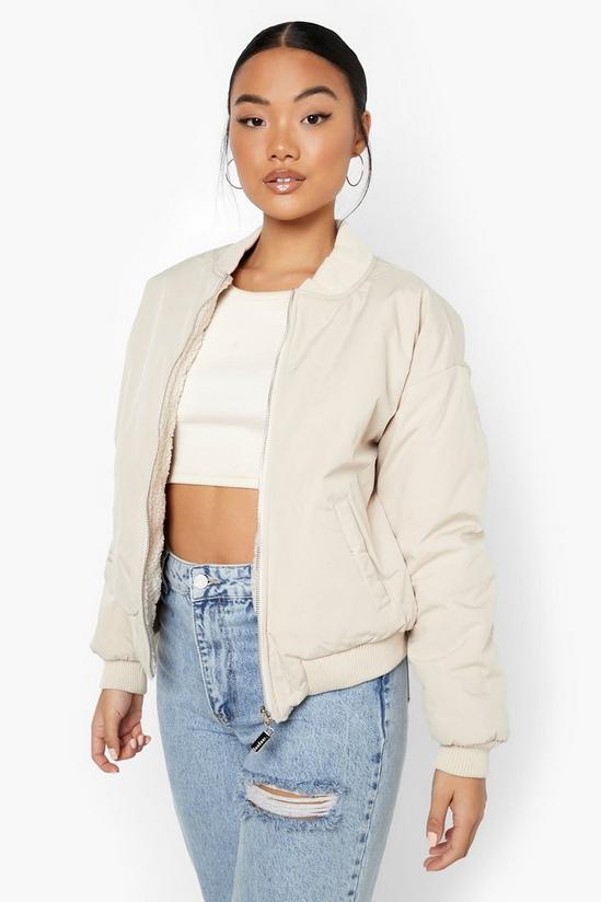boohoo Petite Reversible Faux Fur Quilted Bomber Jacket 3