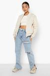 boohoo Petite Reversible Faux Fur Quilted Bomber Jacket thumbnail 4