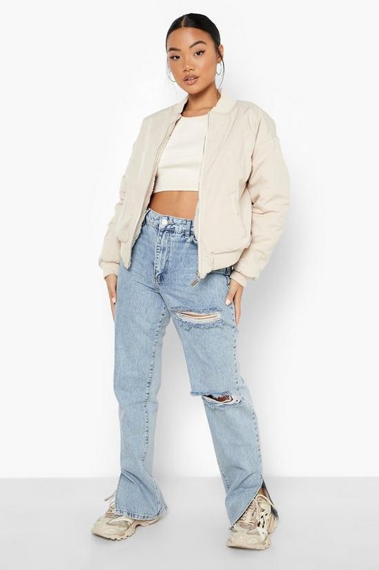 boohoo Petite Reversible Faux Fur Quilted Bomber Jacket 4