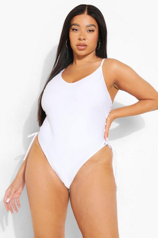 boohoo Plus Lace Up Side Swimsuit 1