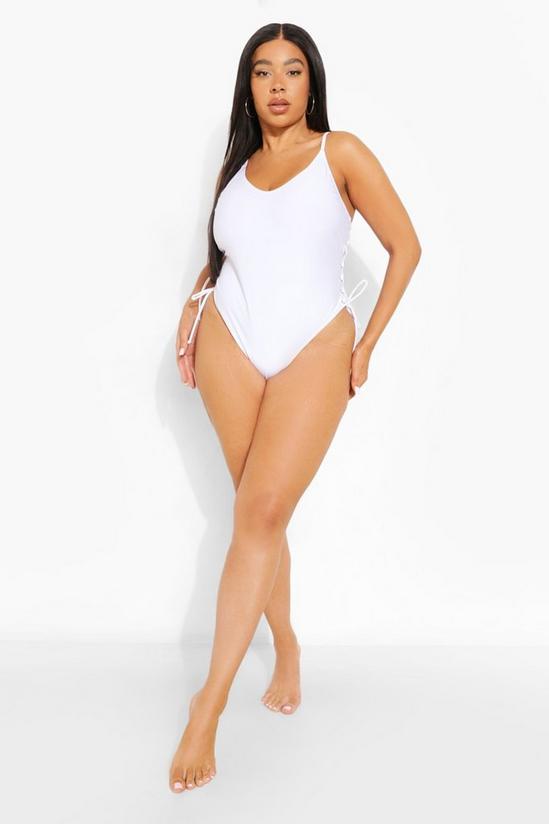 boohoo Plus Lace Up Side Swimsuit 3