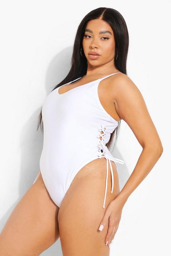 boohoo Plus Lace Up Side Swimsuit 4