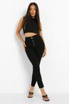 boohoo Petite Button Front Skinny Disco Fit Jeans thumbnail 1