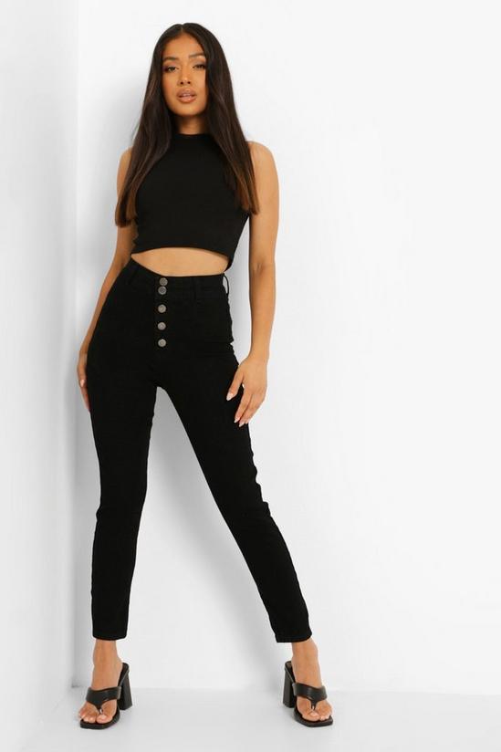 boohoo Petite Button Front Skinny Disco Fit Jeans 3