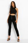 boohoo Petite Button Front Skinny Disco Fit Jeans thumbnail 4