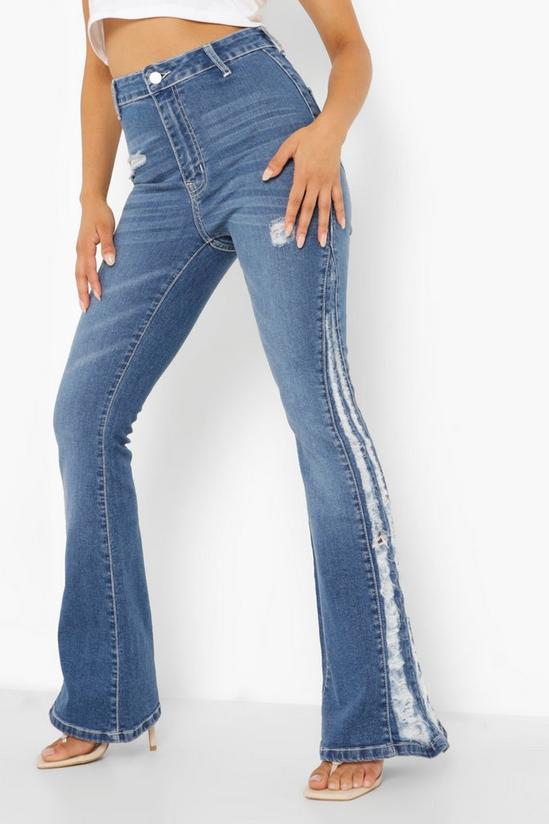 boohoo Petite High Waist Laddered Hem Flared Jeans 4