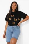 boohoo Plus Butterfly Embroidered Crop T-shirt thumbnail 1