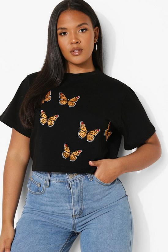 boohoo Plus Butterfly Embroidered Crop T-shirt 4