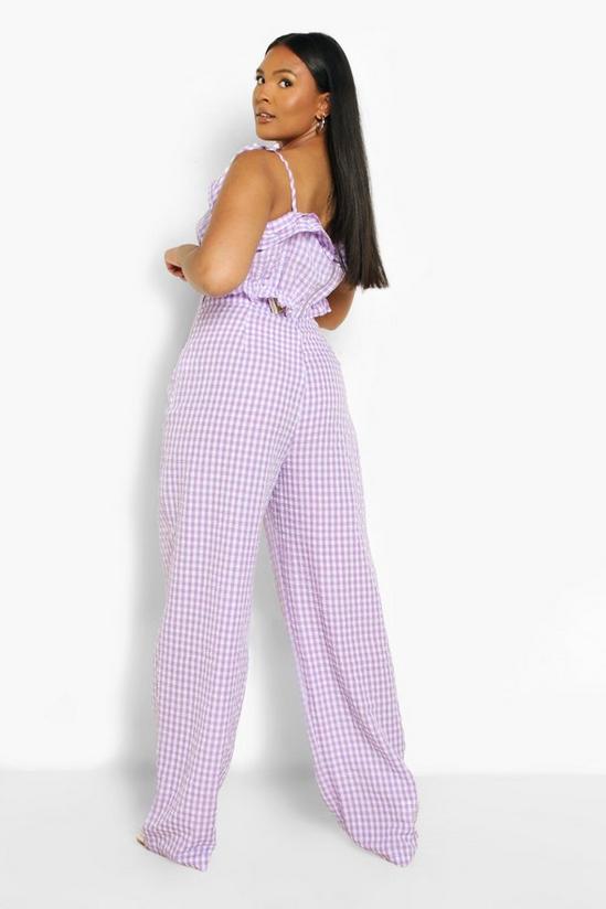 boohoo Plus Gingham Ruffle Top And Trouser Co-ord 2