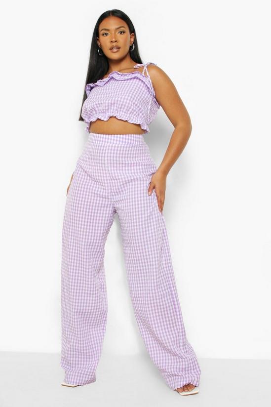 boohoo Plus Gingham Ruffle Top And Trouser Co-ord 3
