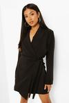 boohoo Petite Woven Ruched Side Tie Blazer Dress thumbnail 1