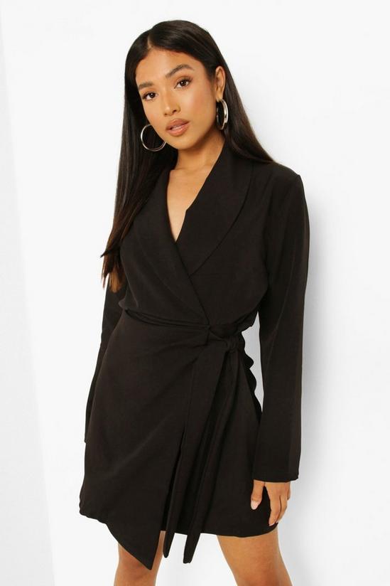 boohoo Petite Woven Ruched Side Tie Blazer Dress 1