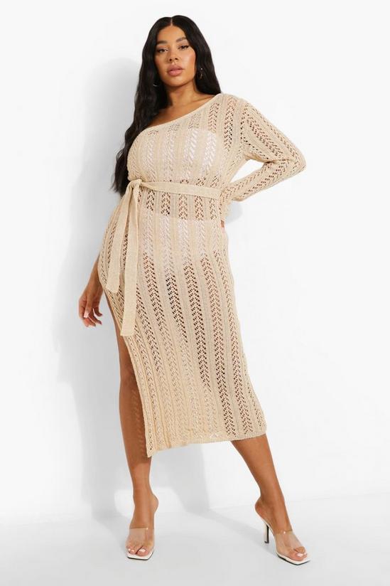 boohoo Plus Shimmer Knitted Beach Shoulder Dress 1