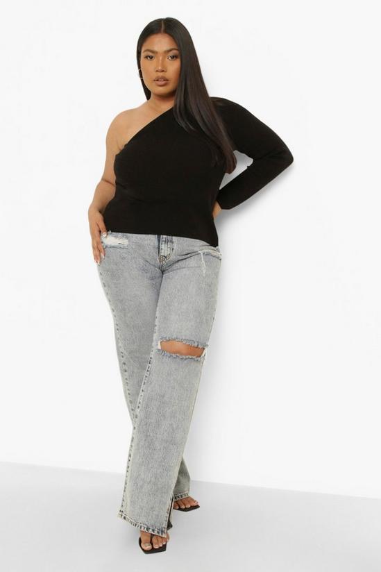 boohoo Plus One Shoulder Knitted Top 3